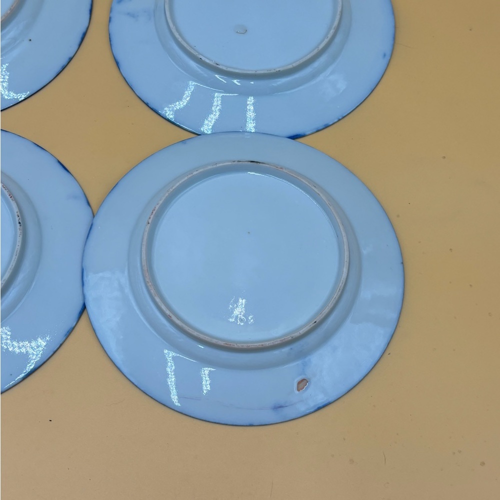 Vintage geisha hand painted plates cobalt blue set of 6, Asian decor - Picture 6 of 9